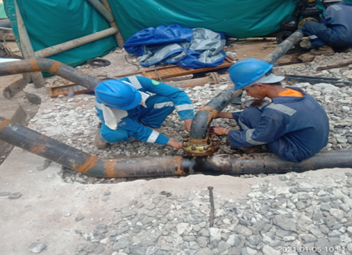     Gambar. 12. Proses Tie inch piping (connection pipa baru dengan pipa existing)