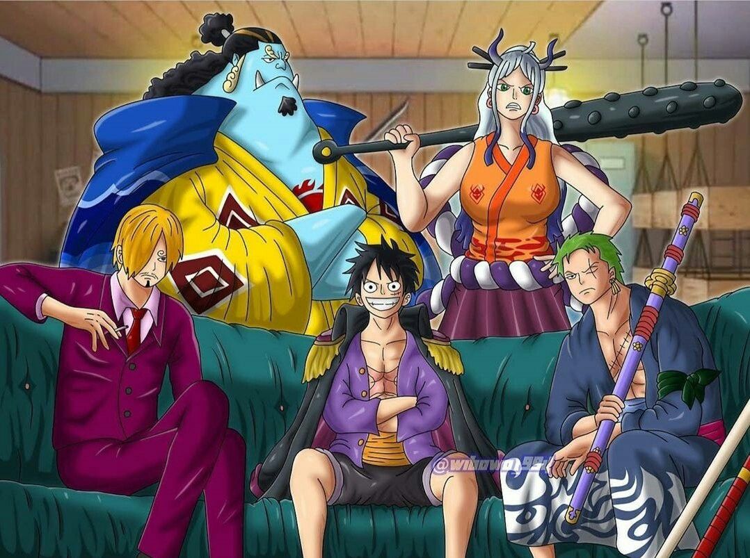 Yamato, Luffy, Zoro, Sanji, Jinbei (Sumber: kompasiana.com)