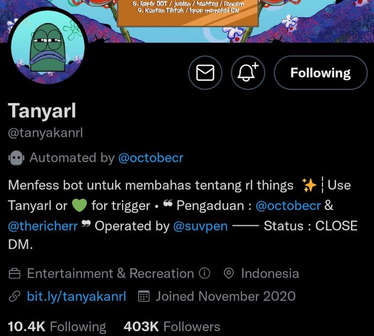 Contoh Autobase di Twitter. Sumber: Twitter