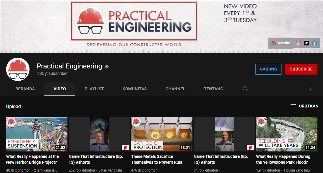 Sumber: https://www.youtube.com/c/PracticalEngineeringChannel/videos