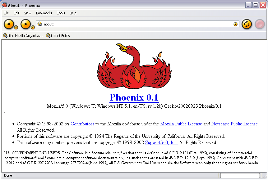 Phoenix, Versi Awal Browser Mozilla Firefox