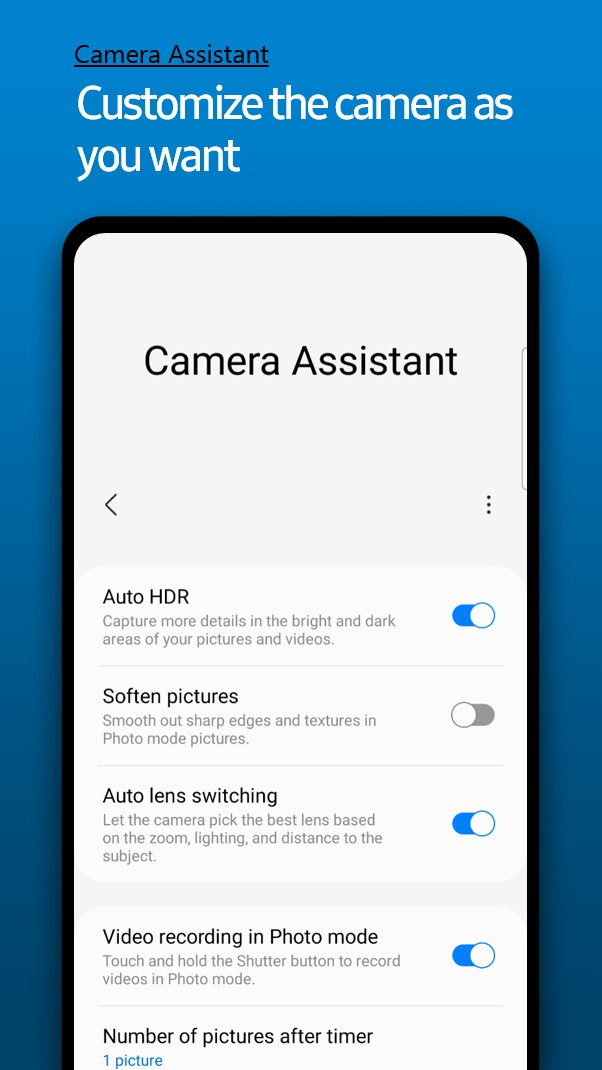 4 Pengaturan dan 6 Opsi ON/OFF Pada Aplikasi Camera Assistant Samsung Terbaru yang Tersedia Gratis