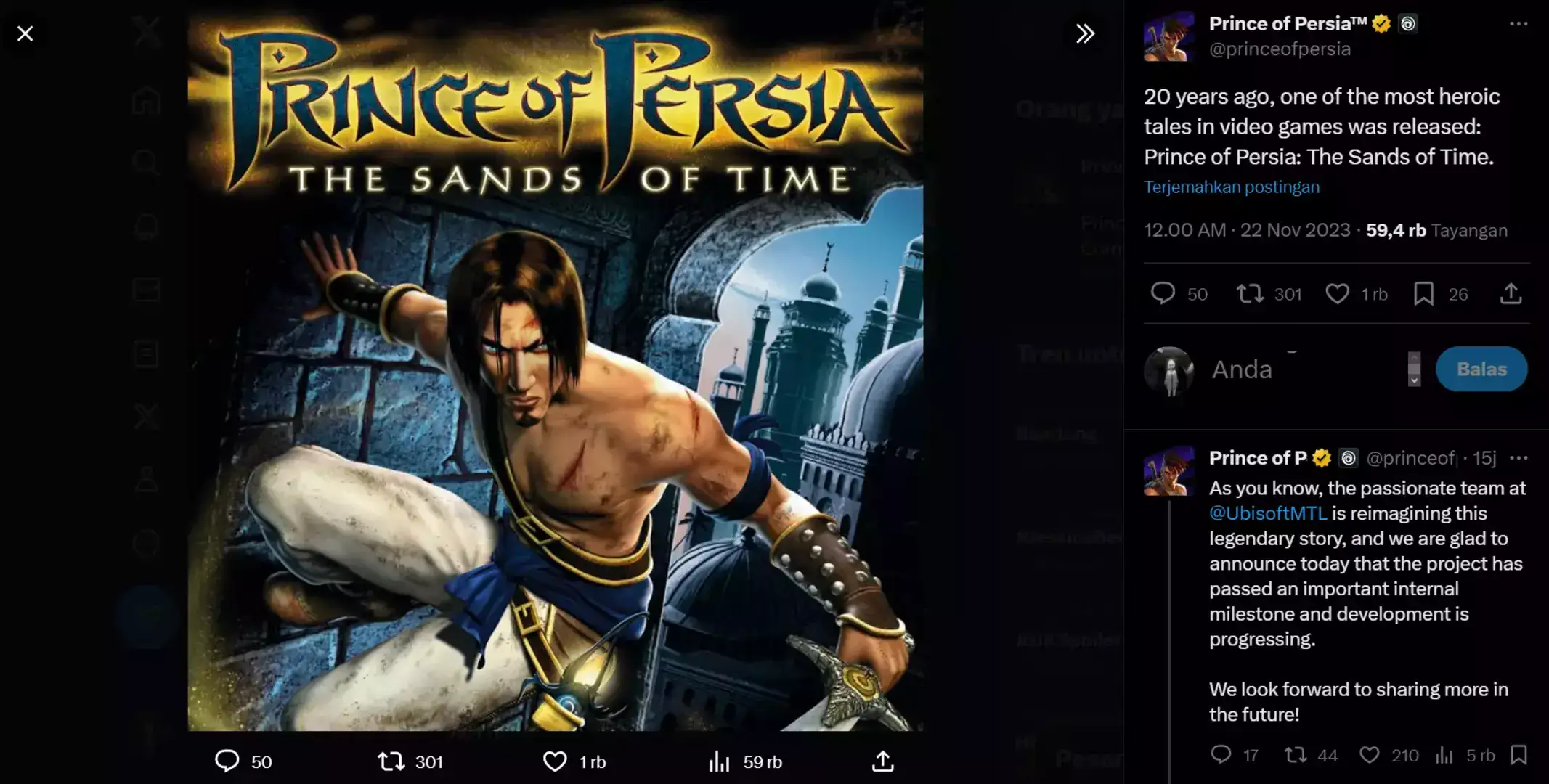 Sempat Kacau, Pengembangan Prince of Persia: The Sands of Time Remake Berhasil Capai Target Penting!