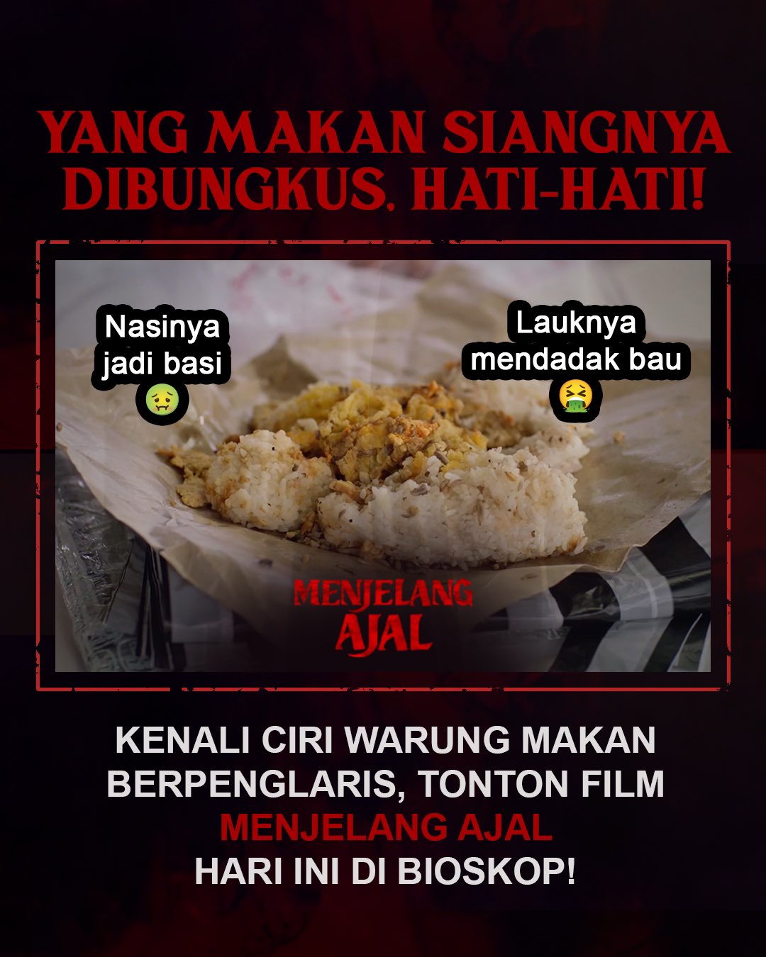 Sinopsis dan Pemain Film Menjelang Ajal, Horor Rapi Films di Netflix 7 Materi promosi warung makan berpenglaris dari film Menjelang Ajal