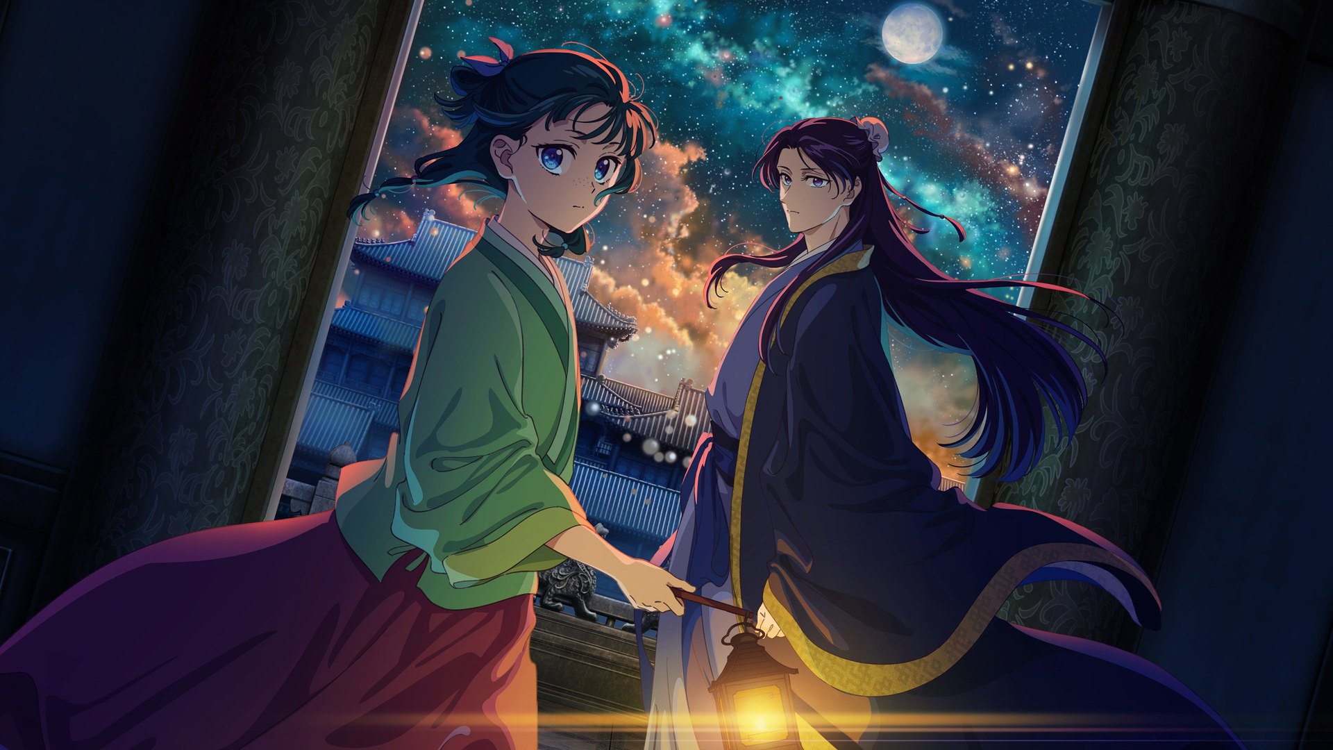 Maomao dan Jinshi dalam anime The Apothecary Diaries
