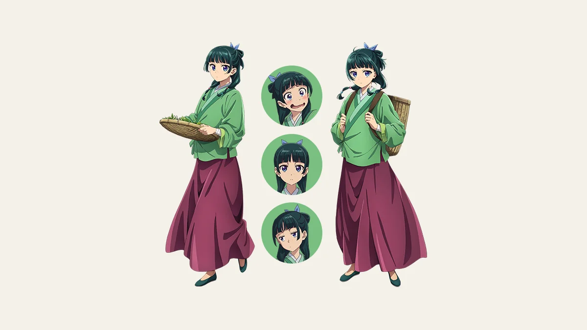 Panduan The Apothecary Diaries: Karakter, Urutan Season, dan Novel 3 Visual karakter resmi Maomao dari anime The Apothecary Diaries