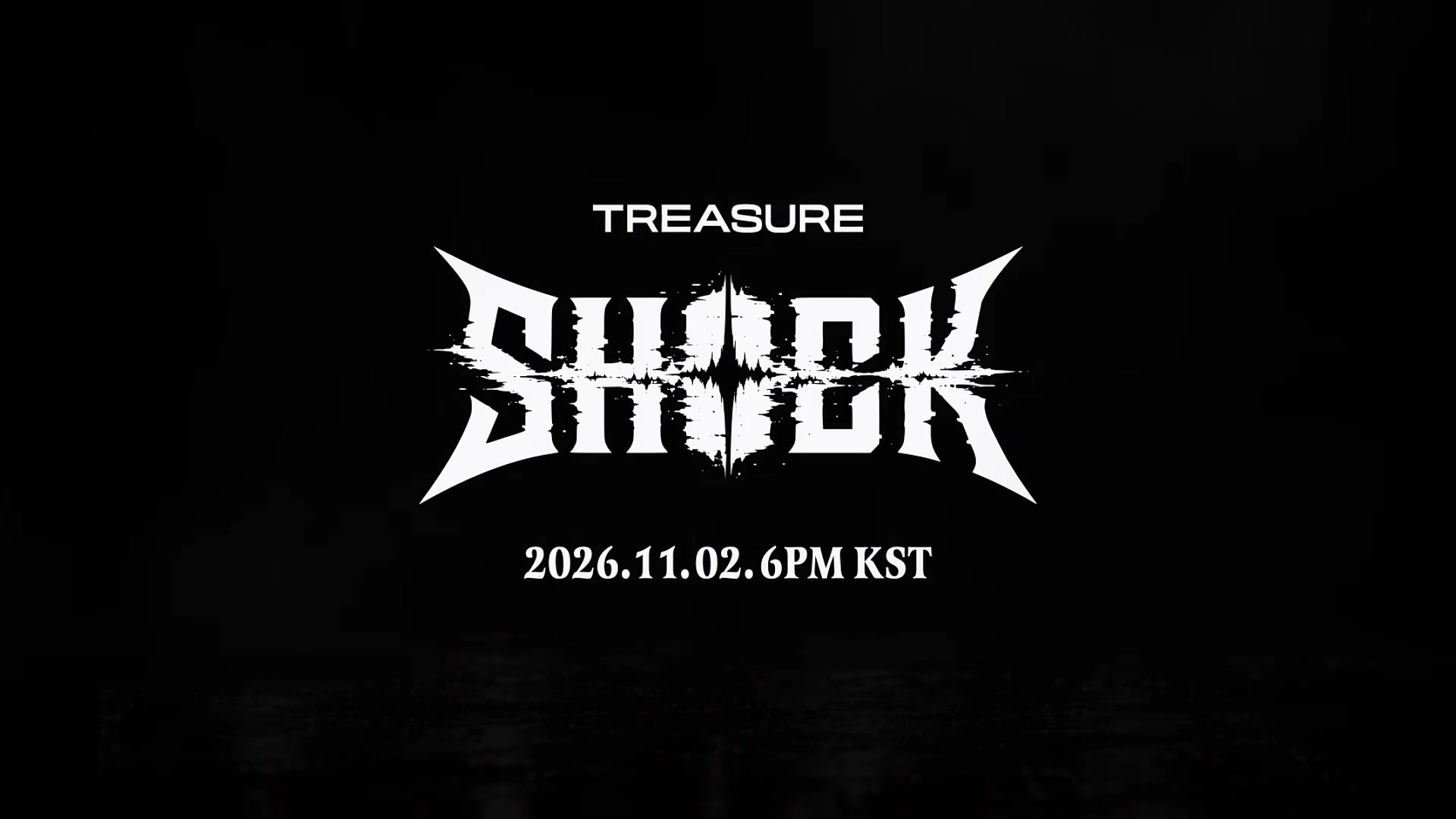 Logo SHOCK TREASURE dengan tanggal rilis 2 November 2026 6PM KST di teaser resmi