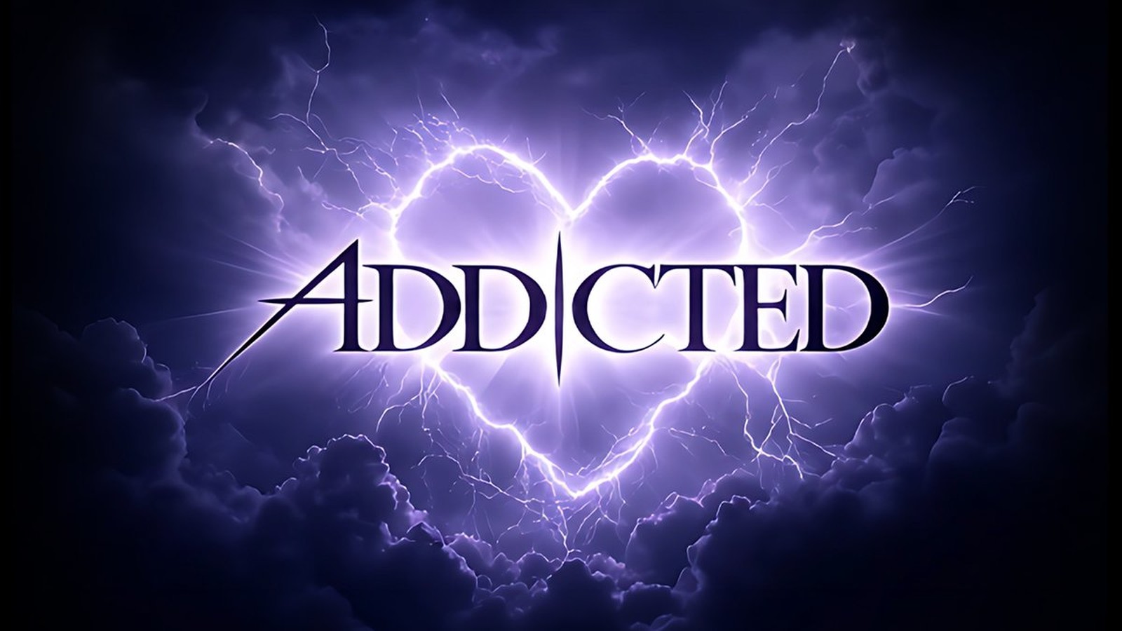 Poster logo ADDICTED Jisoo dengan petir berbentuk hati