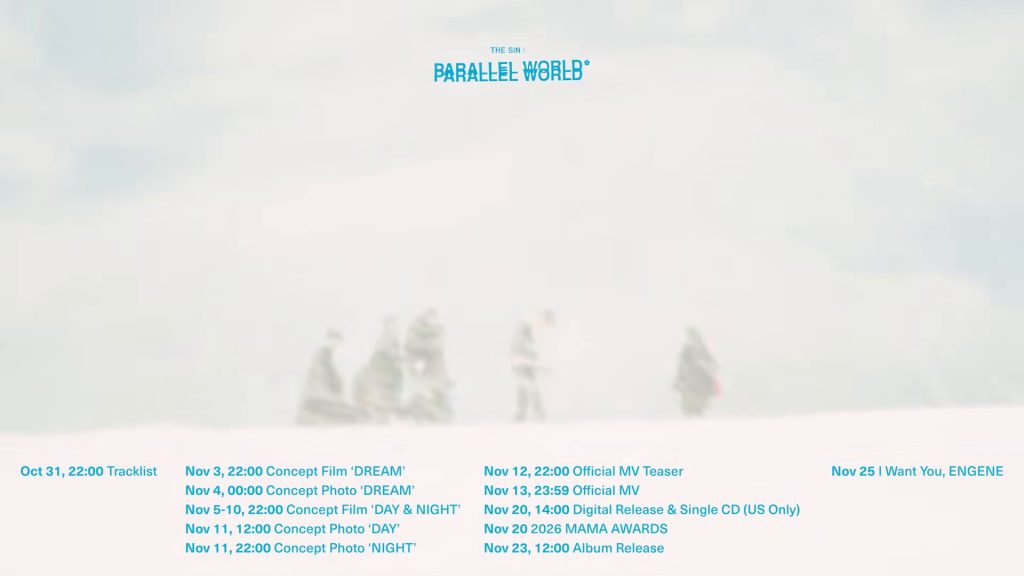 Kalender promosi ENHYPEN THE SIN : PARALLEL WORLD dari BELIFT LAB