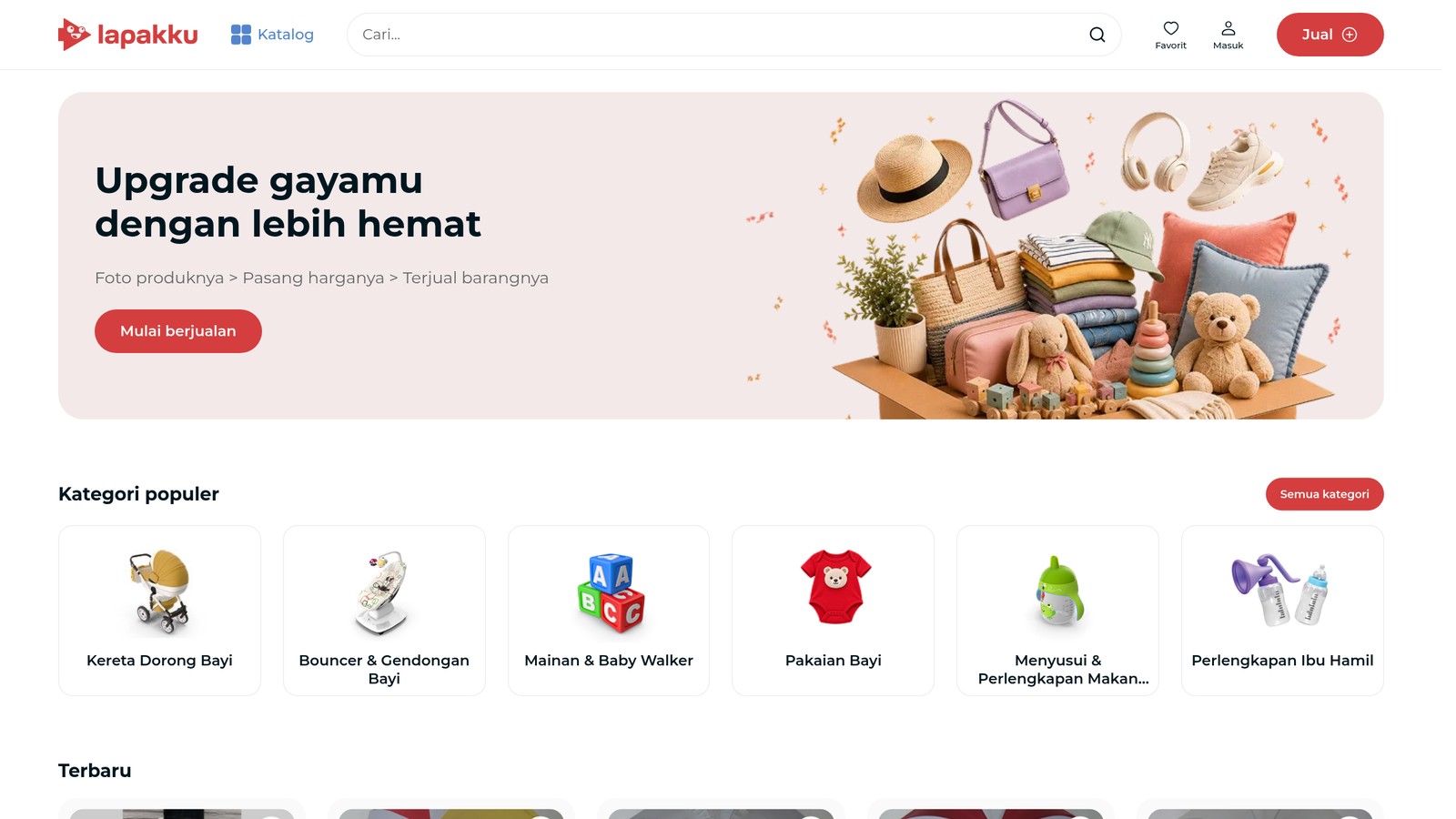 Halaman beranda Lapakku dengan tombol Mulai berjualan
