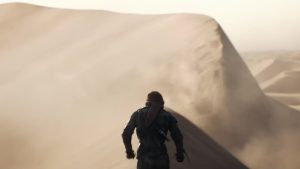 Paul Atreides di puncak dune Arrakis dalam Dune Part Two